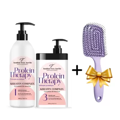 Proteïnetherapieset: Shampoo en haarmasker + CADEAU (Haarborstel)!